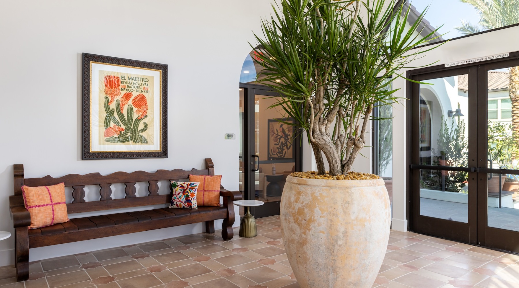 lobby with high ceilings and modern decor
